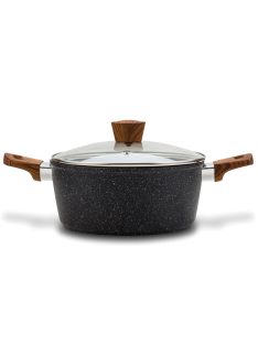   Nava 10-144-120 Nature tapadásmentes lábas, kőbevonattal, hőálló fogantyú, üvegfedő, 20 cm