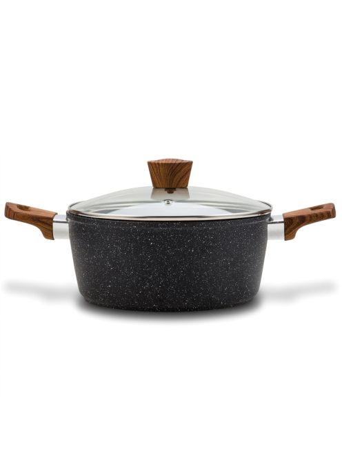 Nava 10-144-120 Nature tapadásmentes lábas, kőbevonattal, hőálló fogantyú, üvegfedő, 20 cm