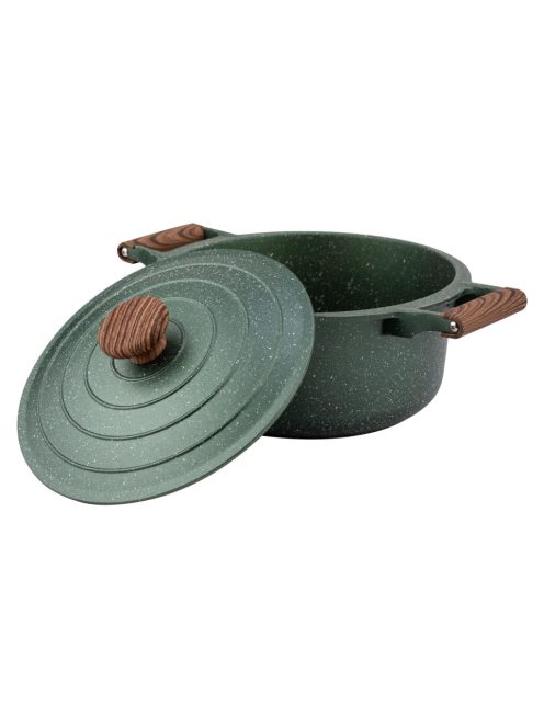 Nava 10-255-031 Ωmega tapadásmentes öntött alumínium lábas fedővel, kőbevonattal, 24 cm