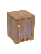 Home AD 200 aromadiffúzor, ultrahangos hidegpárásító, bambusz alapzat és fedél, 200 ml kapacitás, folyamatos színváltás,  tartozék hálózati adapter 