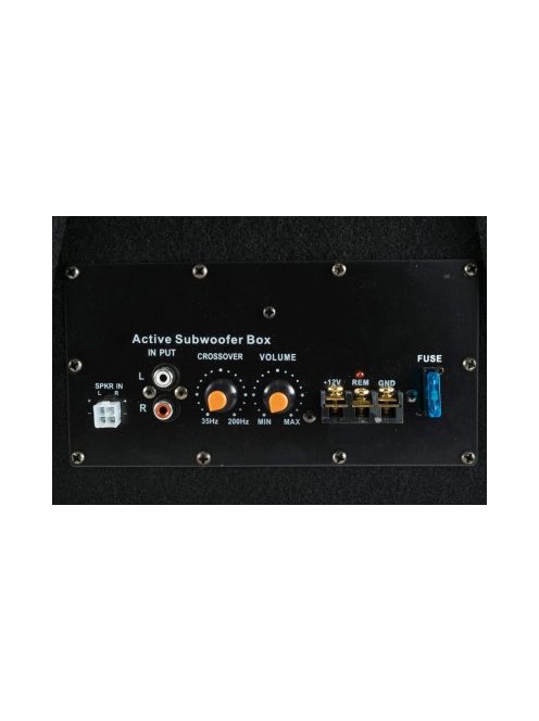 SAL BS 10/A aktív szubláda, 200 W, 250 mm hangszóró, polipropilén kónusz, 4 Ohm, 340 x 310 x 280 mm, 100 W erősítő