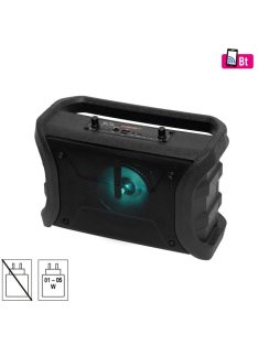   SAL BTWORKY munka és szabadidő hangszóró, 8 W, FM rádió, BT TWS, USB/microSD, AUX, RGB LED, USB-C töltőkábel, ~20 h üzemidő