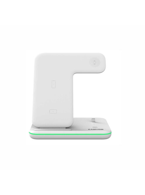 CANYON CNS-WCS302W 3in1 vezeték nélküli töltő, Qi szabvány, micro USB / lightning töltőport, fehér