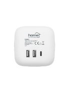 Home CUBE1 kocka elosztó USB töltővel, 3 aljzat gyermekvédelemmel, 1db USB C, 2db USB A, max. 3680 W