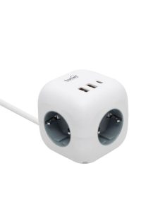   Home CUBE2 kocka elosztó, max. 3680 W, USB töltő, 3 aljzat gyermekvédelemmel, 1,5 m hosszú vezeték