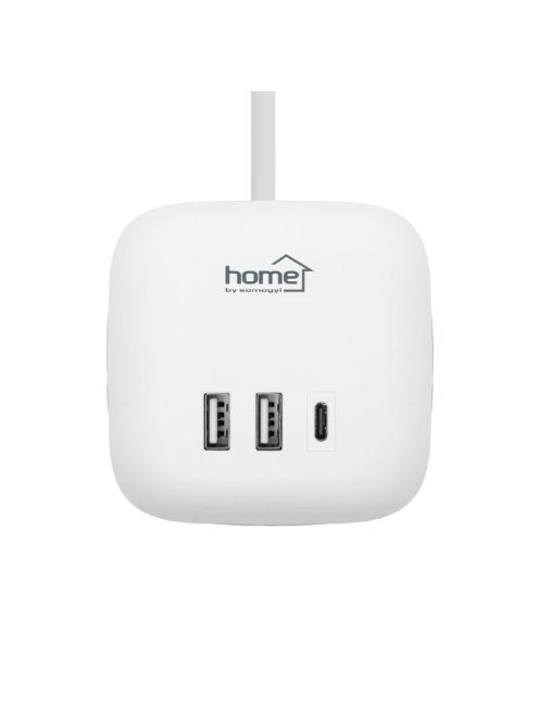 Home CUBE2 kocka elosztó, max. 3680 W, USB töltő, 3 aljzat gyermekvédelemmel, 1,5 m hosszú vezeték