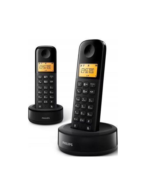 PHILIPS D160 DUO telefon készülék vezeték nélküli, DECT, FEKETE D1602B/53