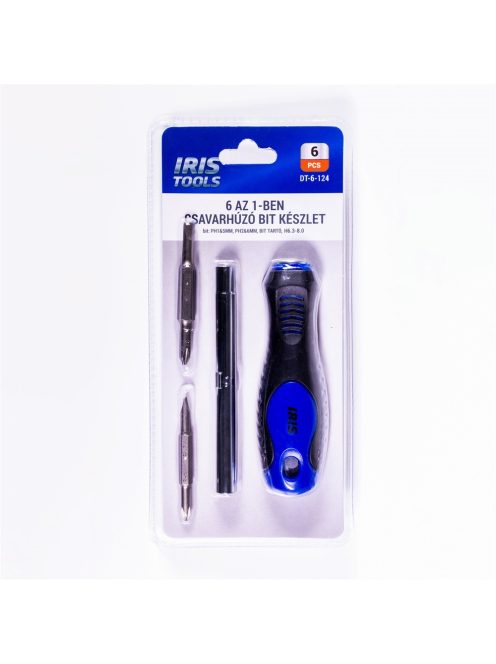 IRIS TOOLS DT-6-124 6 az 1-ben csavarhúzó bit készlet