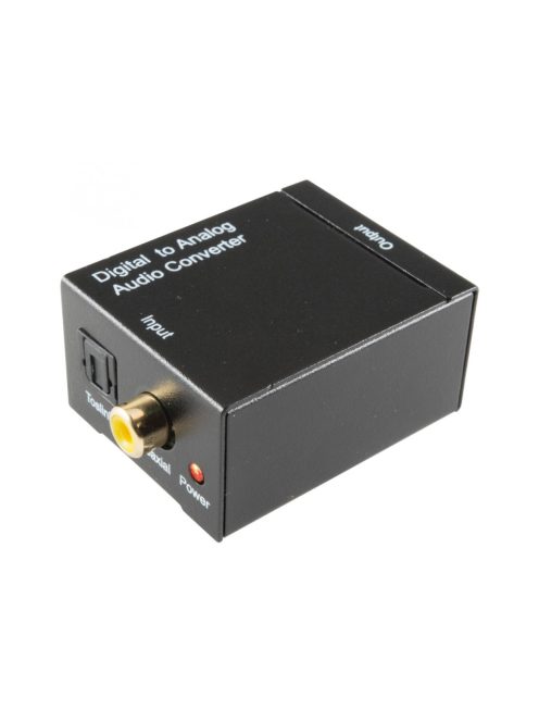 SAL DTA AUDIO digitális-analóg audió átalakító, 2in1 TOSLINK és koaxiális RCA bemenet, 2 RCA kimenet, hálózati adapter