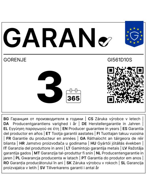 Gorenje GI561D10S beépíthető mosogatógép, 45 cm, kezelőpaneles, 11 teríték, 3 kosár, TotalDry, inverter, 5
