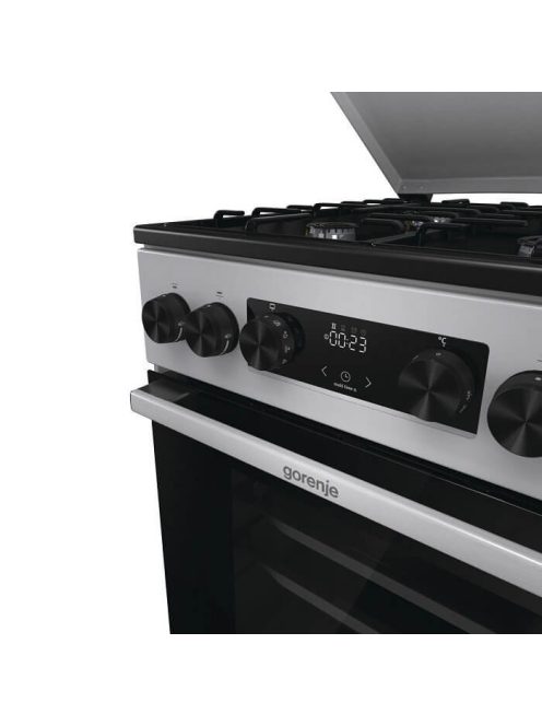 Gorenje GK5C63SH kombinált tűzhely, szürke, 50cm, 70 l, AirFry, teleszkópos sütősín, gyors előmelegítés, AquaClean tisztítás, fém tető