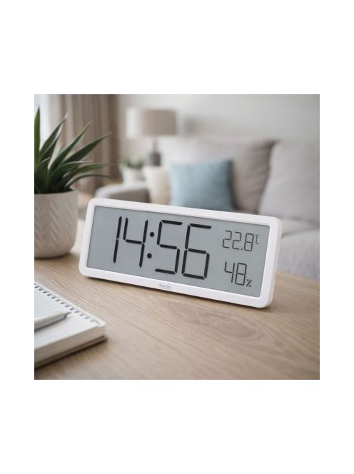 HOME HC18 páratartalom és hőmérséklet mérő ébresztőóra, prémium LCD kijelzővel, bútorra, falra helyezhető