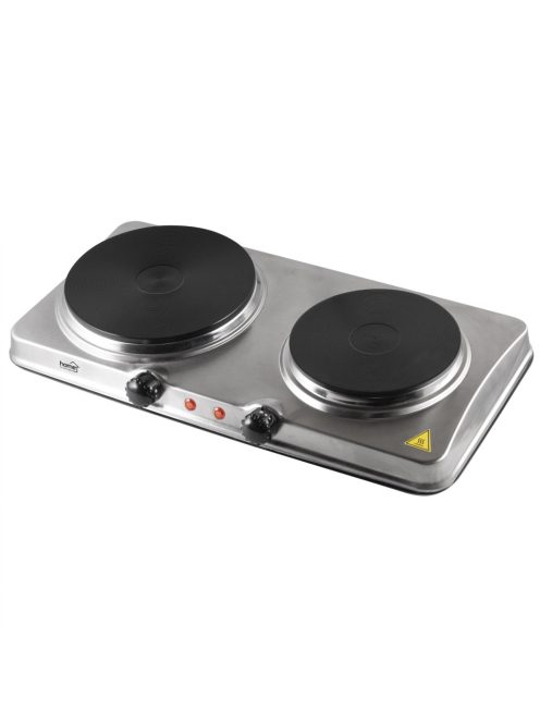 Home HG R 04SS hordozható elektromos főzőlap, dupla, teljesítmény 1000 W + 1500 W, ∅15 cm + ∅18 cm főzőfelület, rozsdamentes készülékház