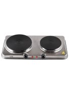 Home HG R 04SS hordozható elektromos főzőlap, dupla, teljesítmény 1000 W + 1500 W, ∅15 cm + ∅18 cm főzőfelület, rozsdamentes készülékház