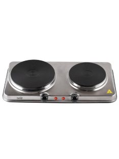   Home HG R 04SS hordozható elektromos főzőlap, dupla, teljesítmény 1000 W + 1500 W, ∅15 cm + ∅18 cm főzőfelület, rozsdamentes készülékház