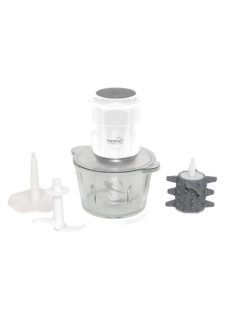   Home HG AP 18 aprító, teljesítmény 400 W, 1,8 literes üvegtál, 4-élű rozsdamentes kés, dagasztókar,  habverőtárcsa, hámozóhenger (fokhagymához) 
