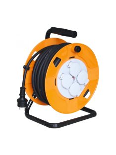   Home HJR 10-30 kábeldob, 30 m, fém talp, IP44-es védelem, H07RN-F 3G1,5 mm2 kábel gumi kábel, max. 3000 W, 4 aljzat takarófedéllel, védőkapcsoló