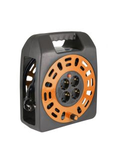   Home HJR 3-20 kábeldob, 20 m, IP20 kivitel, műanyag tartó, H05VV-F 3G1,0 mm2 kábel, max. 2300 W, védőkapcsoló, 4 védőérintkezős aljzat