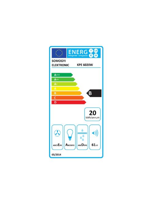 Home KPE 6020W konyhai páraelszívó TORNADO, három sebességfokozat, légszállítás: 200 m3/h, 38 W, 60 cm, fehér