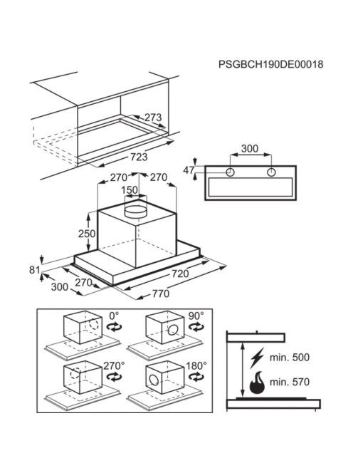 ELECTROLUX LFG719X Beépíthető páraelszívó, 3+1 fokozat, Hob2Hood, 77 cm