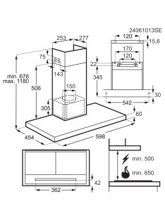   ELECTROLUX LFT816K Beépíthető kürtős páraelszívó fekete, 60 cm, Hob2Hood, 3+1 fokozat, érintővezérlés
