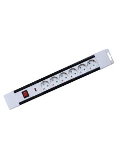   Home NVP 06K/WH túlfeszültség védett hálózati elosztó, 2 m, kapcsolós, H05VV-F 3G1,5 mm2 kábel, IP20 kivitel, 6 aljzat, max. 3500W, falra akasztható