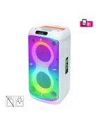 SAL PAR216WH party hangfal, 60 W, 2-utas bassz-reflex, 3 hangszóró, Bluetooth, MP3, digitális kijelző, LED fényeffekt, mikrofonnal