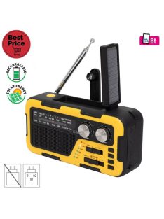  SAL RPH 2 multifunkciós napelemes rádió, hibrid töltés, 3 sávos AM-FM-SW rádió, BT, ~40 óra üzemidő