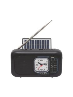   SAL RPH3 napelemes rádió és multimédia lejátszó, hibrid töltés, 3 sávos, napelemes, Bluetooth, cserélhető akkumulátor