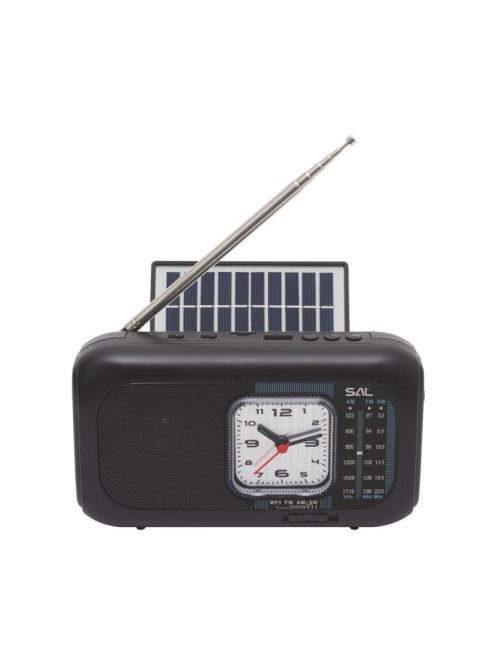 SAL RPH3 napelemes rádió és multimédia lejátszó, hibrid töltés, 3 sávos, napelemes, Bluetooth, cserélhető akkumulátor