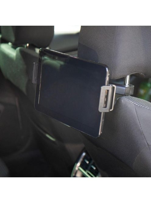 SAL SA066 autós mobiltartó, mobiltelefonhoz, táblagéphez, 4.7-12.9” képátlóig, hátsó utasok számára, fejtámlára szerelhető
