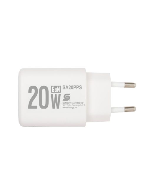 HOME SA20PPS USB hálózati gyorstöltő, 20 Watt, 2in1: USB-A + USB-C aljzat, QC + PD + PPS gyorstöltés, GaN technológia