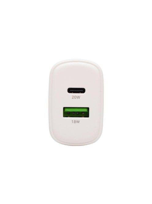 HOME SA20PPS USB hálózati gyorstöltő, 20 Watt, 2in1: USB-A + USB-C aljzat, QC + PD + PPS gyorstöltés, GaN technológia