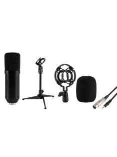   SAL M 12 stúdiómikrofon-szett, stabil asztali állvány, rezgéscsillapított, kondenzátormikrofon, kardioid iránykarakterisztika, XLR