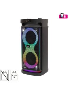   SAL PAR2100BT party hangdoboz, 80W, beépített akkumulátor és LED fénnyel, Bluetooth, FM rádió, AUX és mikrofon bemenetek, 2-utas, 3 hangszóró