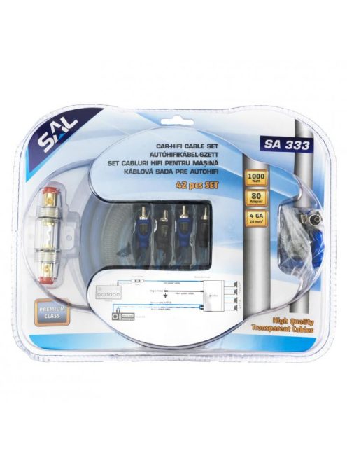 SAL SA 333 autó-HiFi kábel szett, 1000 W, 80 A, 20 mm2 42 darabos