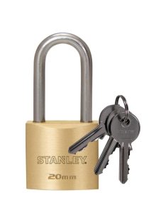  STANLEY S742-040 rézlakat, 20 mm, 3 kulcsos, dupla reteszelésű kengyel