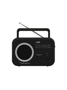   HAUSER TR-9205 AM/FM analóg táskarádió, max. 0,8 W RMS teljesítmény, elemes és hálózati tápellátás, fekete színű
