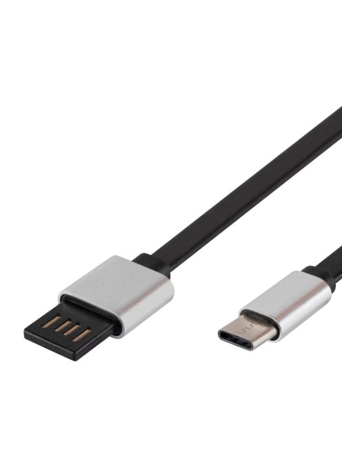Home USBF C2 töltőkábel, USB-A/USB-C, fordítható USB-A, 2m, 2,1A, adatkábel