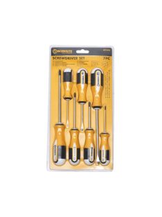   WORKSITE WT1606 csavarhúzó készlet, 7db, lapos és Phillips csillag fejek, mágneses, edzett