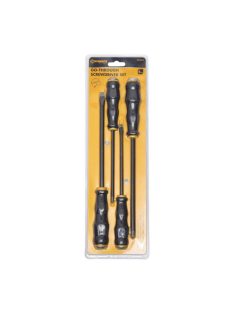   WORKSITE WT2024 átmenő csavarhúzó készlet, hosszú szárú, 4db, lapos és csillag fejek, mágneses és edzett