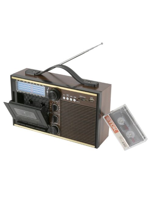 SAL RRT 11B retro kazettás rádió, multimédia lejátszó, kazettás magnó, beépített mikrofon, hangrögzítés, AUX, USB/MicroSD